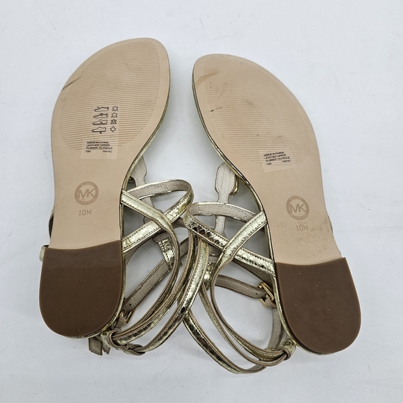 Michael Michael Kora Gold Metallic Snake Print Gladiator Jeweled Sandal Size 10 - Picture 3 of 7